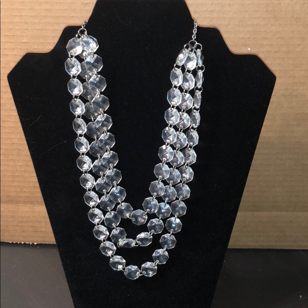 Statement Necklace, Clear Beads - image 1